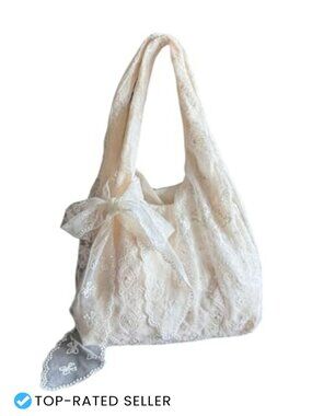 SweatyRocks Lace Tote Bag Bow Purse Cute Shoulder Handbag Large